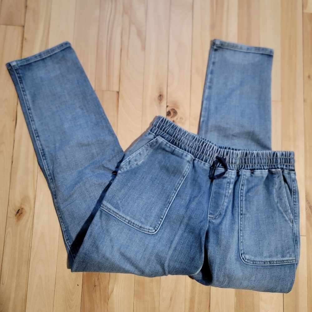 Maurices Relaxed Fit Light Blue Women's Jeans Elastic Drawstring Waist Size 2